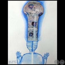 Sumo Sacerdote - Serie AZUL dibujo sobre papel de Ricardo Migliorisi - Año: 2018